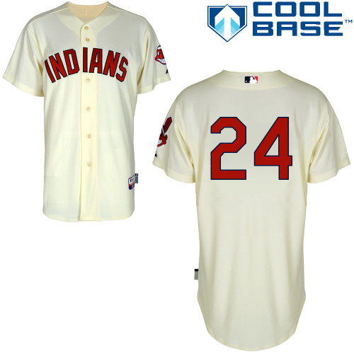 Michael Bourn #24 MLB Jersey-Cleveland Indians Men's Authentic Alternate 2 White Cool Base Baseball Jersey